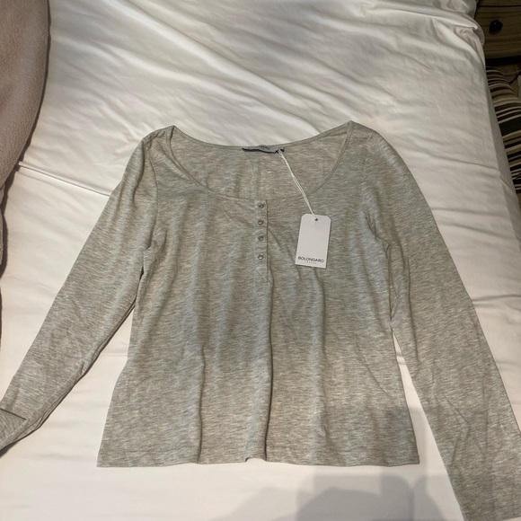 BNWT- Bolongaro gray henley shirt- size large - Picture 1 of 2